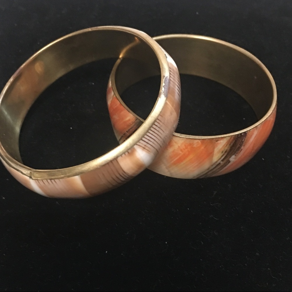 Gold Orange Tan Brown Bangles